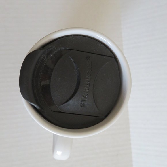 🔥🔥HP🔥🔥 Starbucks White/Black Etched Logo 16oz Ceramic Travel Mug Cup, NWOT - Picture 11 of 11